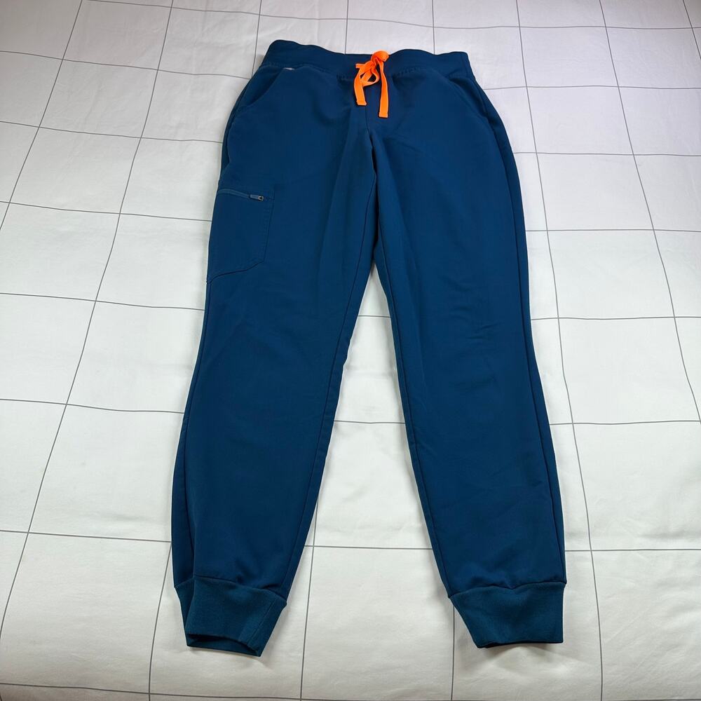 Figs Pants Womens Small Blue Deep Reef High Waisted Zamora Scrub Medical Pocket
